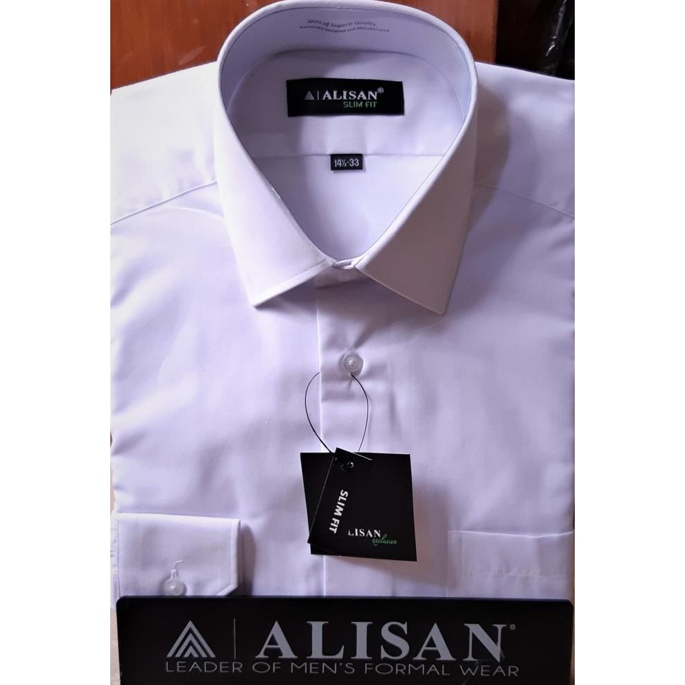 ALISAN Original: Kemeja Polos Slim Fit Lengan Panjang //PUTIH// Terlaris