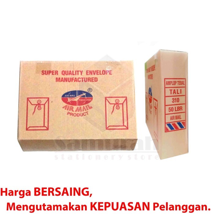 

Amplop Kertas Coklat Tali Airmail 310 Ukuran Folio ( Isi 50 Lembar ) Original
