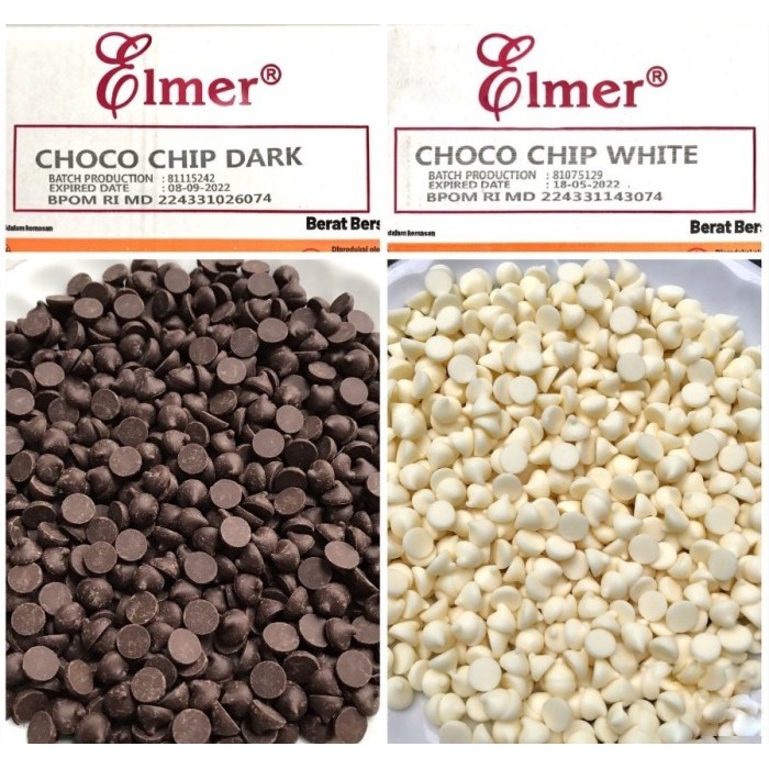 

FREE ONGKIR Elmer Dark & White Choco Chip Kerucut 250gr Chocolate Chips