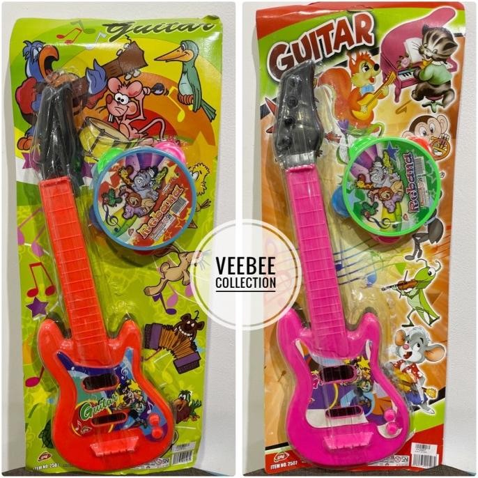 +++++] Mainan gitar rebana set anak/ mainan alat musik plastik anak/ guitar