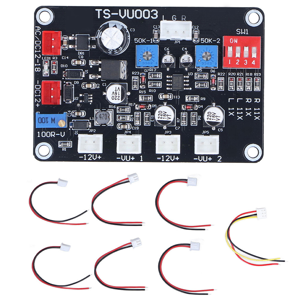 ADS TS VU003 VU Meter Driver Board Adjustable VU Meter Driver Panel Backlight DC AC 12V-18V Cable Me