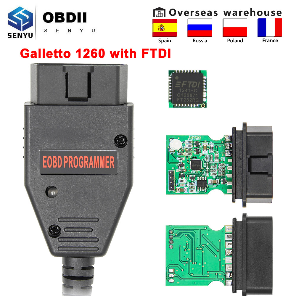New Galletto 1260 ECU Chip Tuning Tool FTDI Chip EOBD OBD2 Car Diagnotic Tool ECU Flasher Programmer