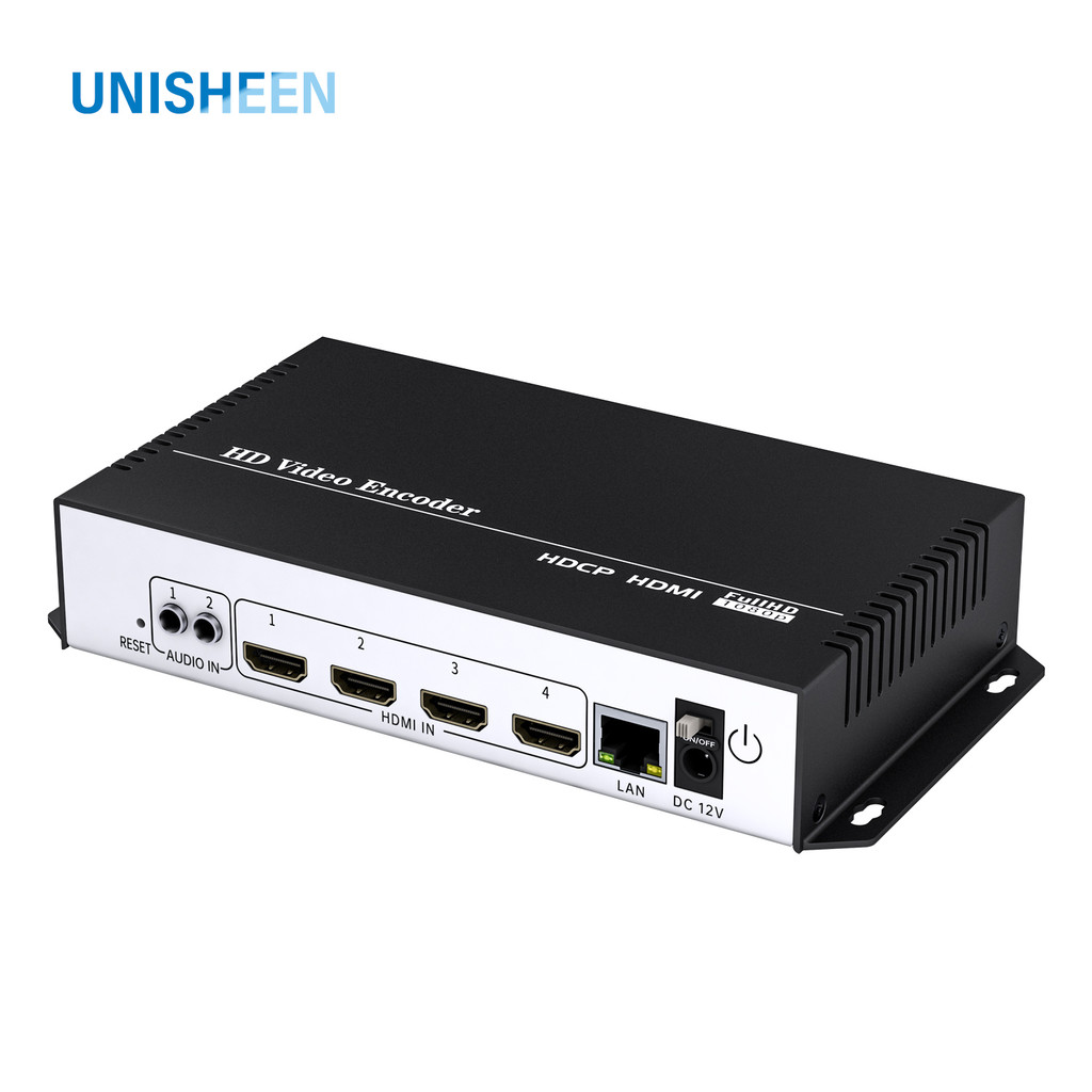 New Alone Quad H.265 HEVC H.264 Transmitter Live Streaming Broadcast 4in1 RTSP SRT 4K HDMI IP Video 