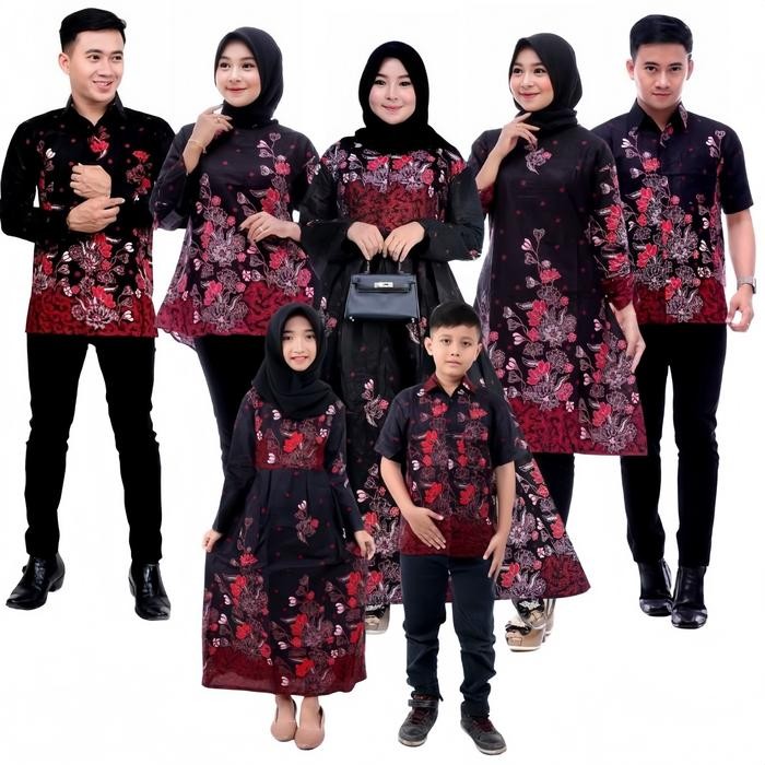 Baju Batik Couple Keluarga Ayah Ibu Dan Gamis Anak Perempuan Usia 3 Sampai 10 Tahun Bahan Katun