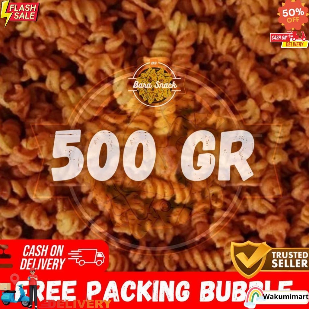 

[ 500Gr ] Makroni Spiral Pedas Daun Jeruk / Makroni Ulir Viral / Camilan Snack Kiloan Murah -B D Best Seller