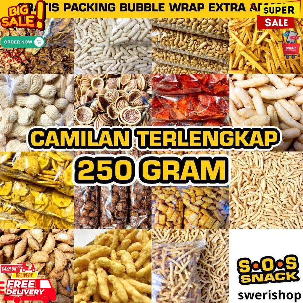 

Snack Kiloan Terlengkap 250 Gram Makanan Ringan Jajanan Cemilan Camilan D Sale