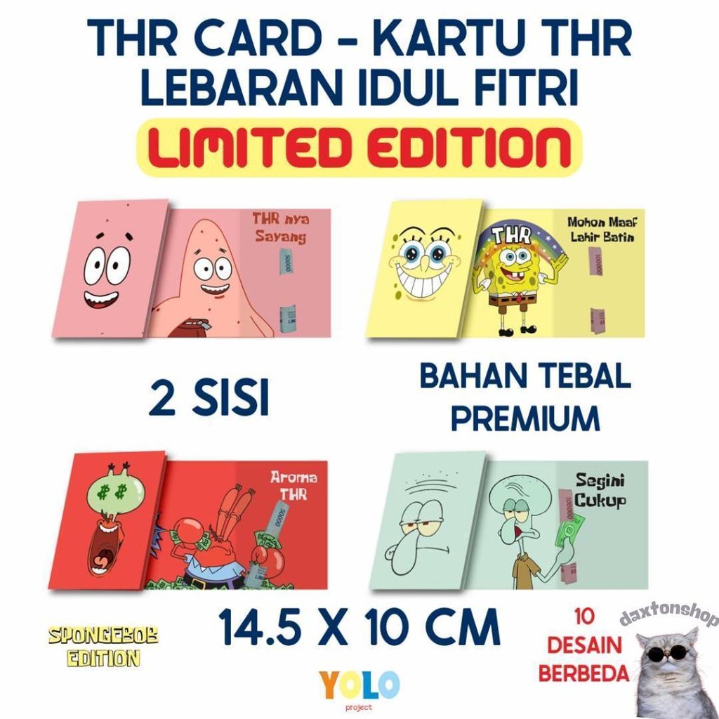 

Amplop Kartu Thr / Thr Card / Kartu Amplop Lebaran Idul Fitri / Kartu Amplop Lucu / Kartu Amplop Viral Spongebob Edisi (Limited Edition) Diskon