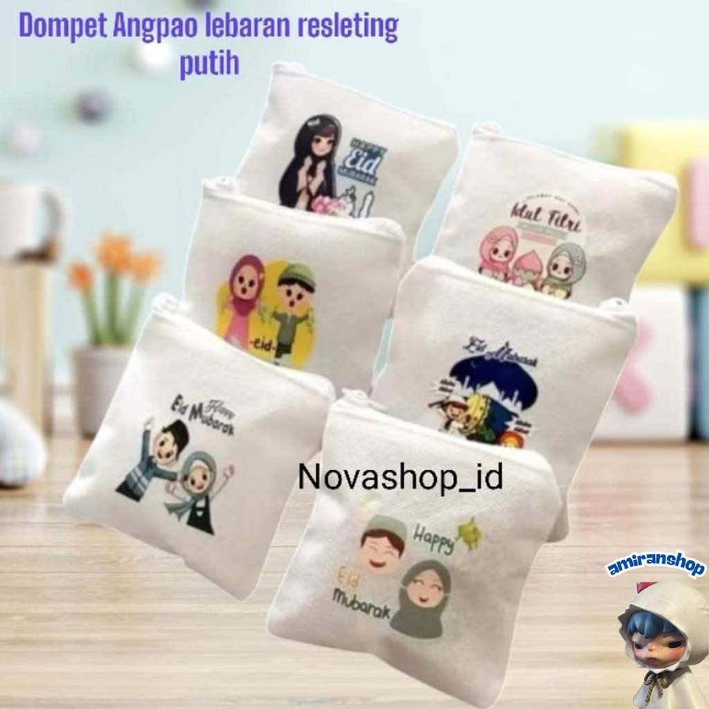 

(Isi 12Pcs) Dompet Angpao / Amplop Putih Resleting Lebaran Idul Fitri Diskon