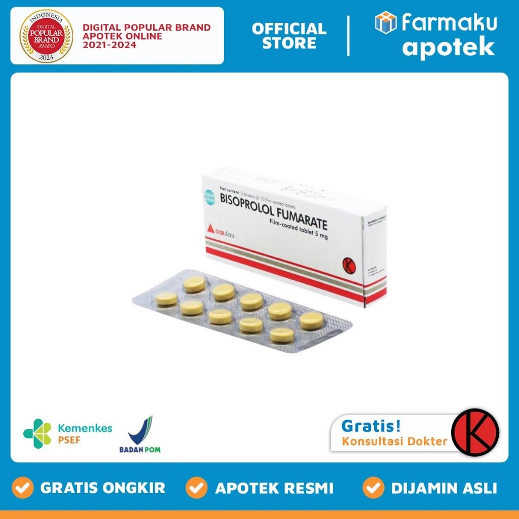Bisoprolol 5 mg Dexa  Blister 10 tablet salut selaput  - ASB