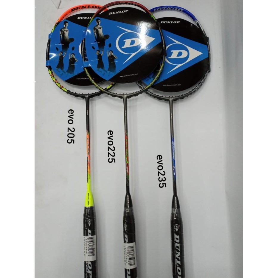 HOT SALE Raket Badminton NEW DUNLOP EVO 205/ EVO 225/ EVO 235 +SENAR + GRIP ORI