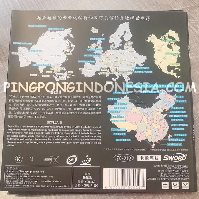 Sword Scylla Iii - Karet Bintik Bertahan Panjang Long Pips Rubber 3