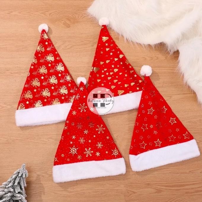 

!!!!!!] 6483-6 Topi Natal Xmas Mix Motif Gold / Topi Merry Christmas