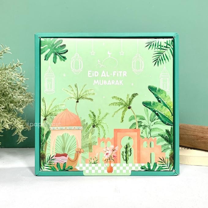 *****] Box Kotak Kue Cookies Lebaran / Idul Fitri 22 x 22 x 6.5cm - 2 Wall