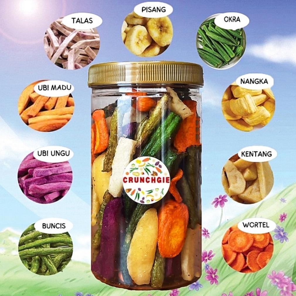 

Keripik Buah Sayur Lengkap Mix Toples | Kripik Buah | Buah Kering | Cemilan Buah | Keripik Strawberry Korea | Keripik Sehat | Snack Sehat | Cemilan Buah 300ml 700ml 1L