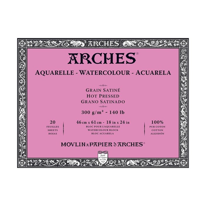 

ARCHES Hot Pressed 300gsm 46x61cm Watercolour Paper Block