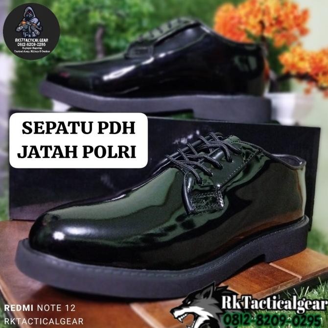 SEPATU PDH POLRI JATAH ASLI TERBARU POLISI KULIT ASLI MENGKILAP GLOSSY
