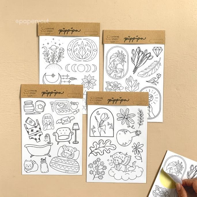 

best seller] JOURNALING - Sticker Dekorasi Scrapbook Journal Coloring Mewarnai