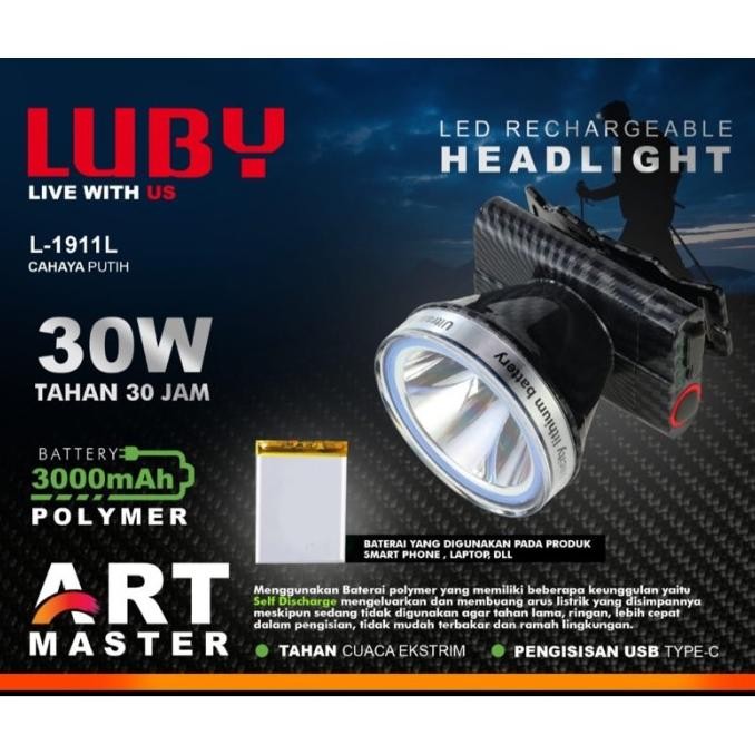 SENTER KEPALA LUBY L-1911L HEADLAMP 30 WATT L1911L ART MASTER PATTERN