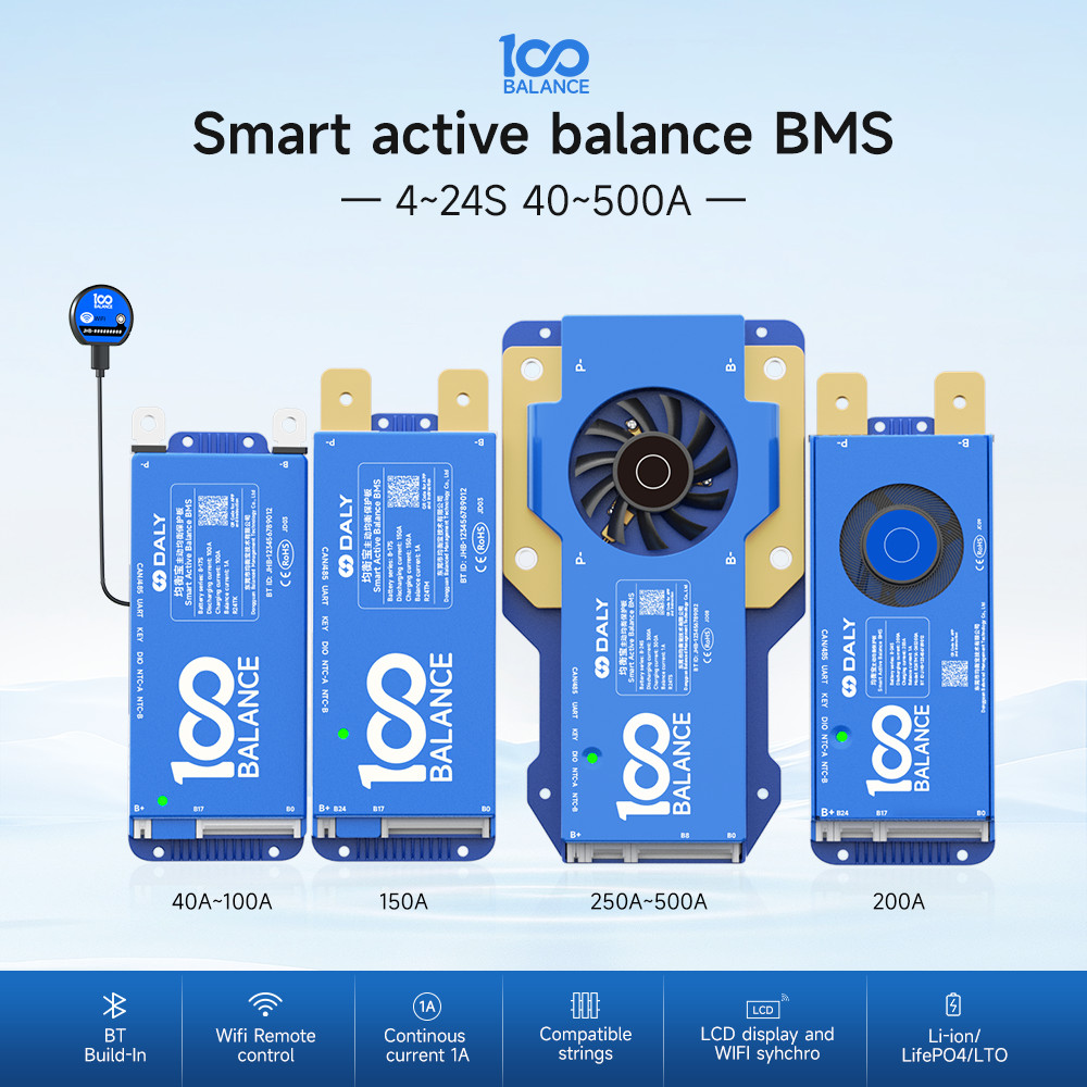 BHS Daly bms Smart BMS Active Balance Bms 4S 8S 16S 24S bluetooth wifi Bms 40A 60A 80A 100A 150A  li