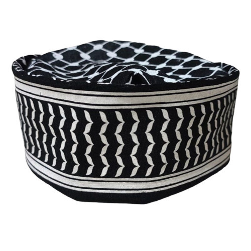 Sorban Peci Gaul Peci Mesir Kupluk motif sorban peci kopiah 2 fungsi - HITAM LIS PUTIH, SIZE M panja