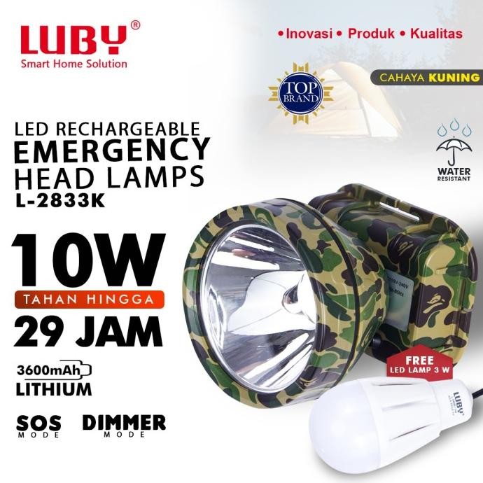 HEADLAMP ATAU SENTER KEPALA LUBY TIPE L-2833