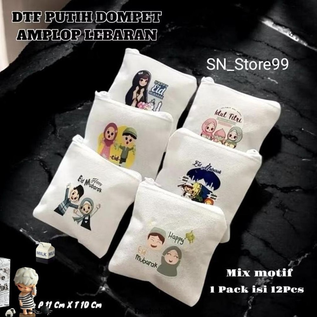 

(Isi 12Pcs) Dompet Amplop / Angpao Putih Resleting Lebaran Idul Fitri Sale
