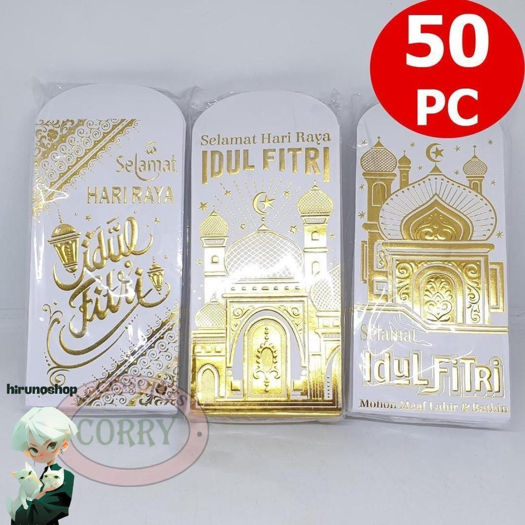 

Angpao Idul Fitri Lebaran Isi 50 Mewah 17 Cm Bulk Murah Amplop Uang Putih Embos Emas Mengkilap Kilat