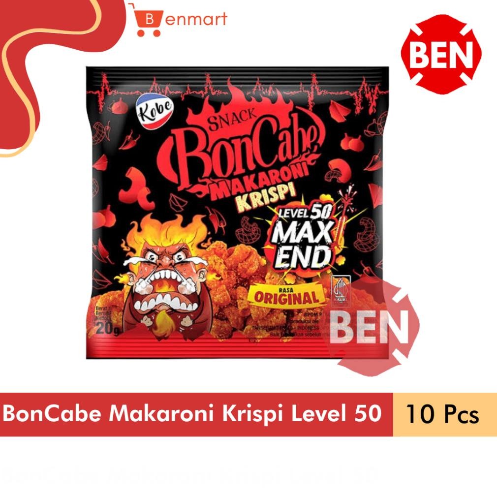 

Snack BonCabe Makaroni LEVEL 50 MAX END 1 Renceng 10 Sachet Original