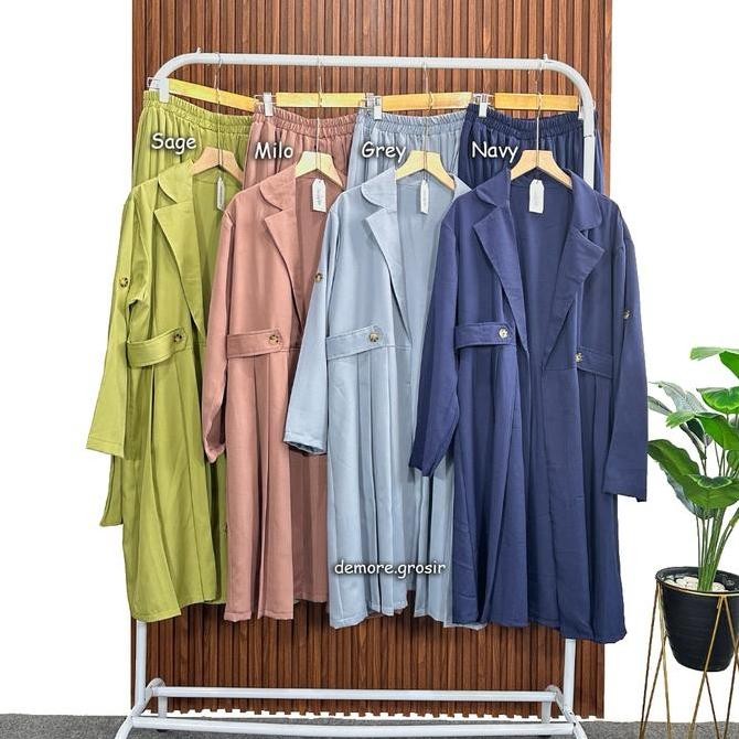 Baju Setelan 2 In 1 Gamis Rompi Panjang - Fadhella Set Long Vest Rok Outfit Kantoran Wanita Muslim S