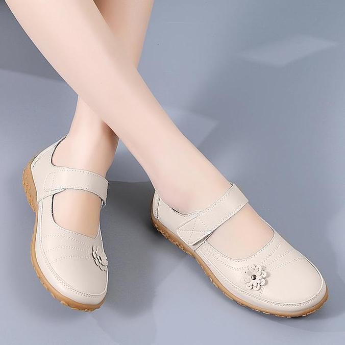 FOKU Sepatu Flat Wanita Sepatu Kulit Wanita Casual Sepatu Wanita Terlaris