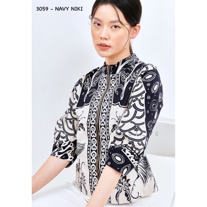 Bomber jaket batik wanita modern / outer batik seragam kantor pink