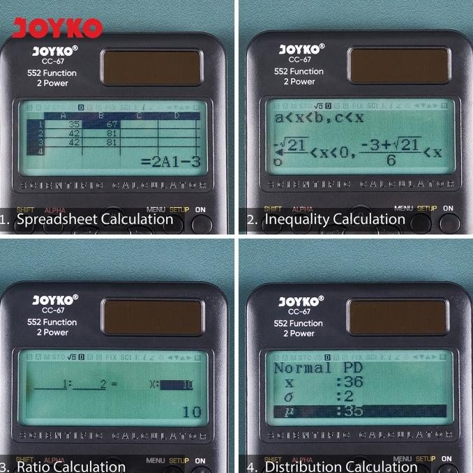 

Joyko Scientific Calculator 552 Functions BIG Display / Kalkulator Ilmiah Joyko Matematika 552 Fungsi CC-67