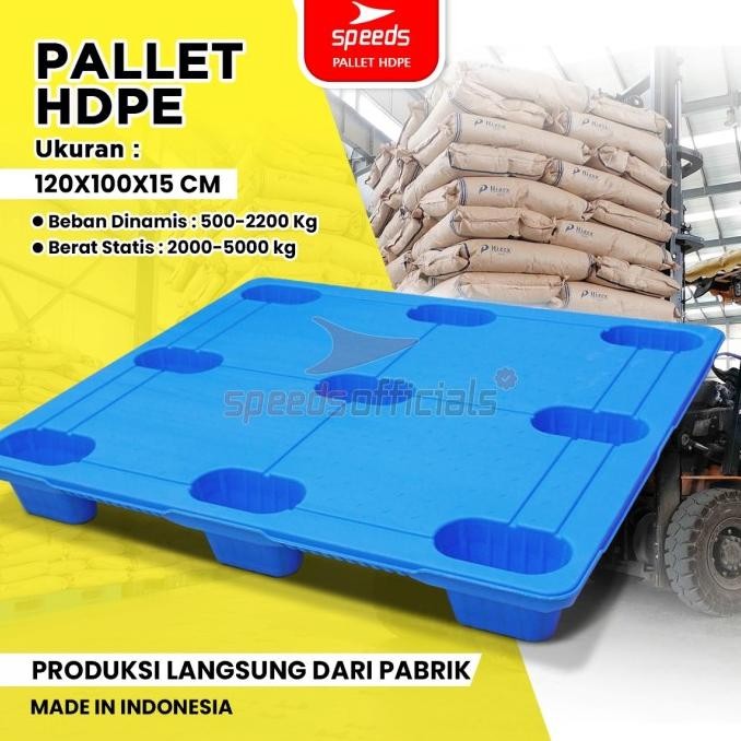 

SPEEDS Palet Plastik HDPE 120x100x15cm Bahan Plastic HDPE Pallet Kaki 9 Kuat Kokoh