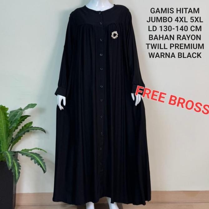 BEST SELLER GAMIS HITAM JUMBO LD 130 CM MODEL POLOS KEKINIAN