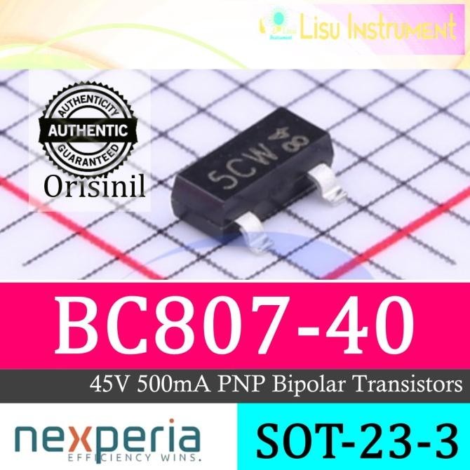 Murah (10) BC807-40 BC807 5C 45V 500mA PNP Bipolar Transistors SOT-23-3 Nexperia lisu992 Murah