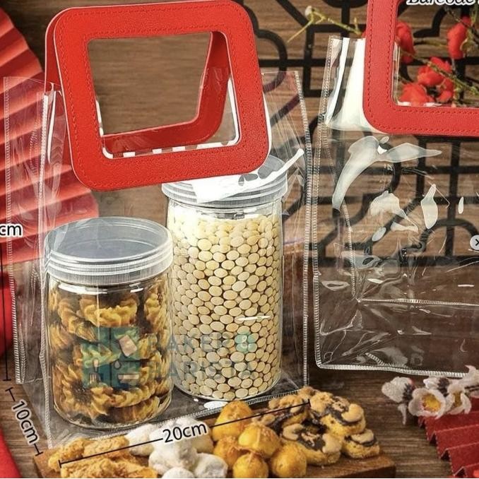 #####] plastik bag mika red 25x20x10cm plastic bag imlek transparant toples