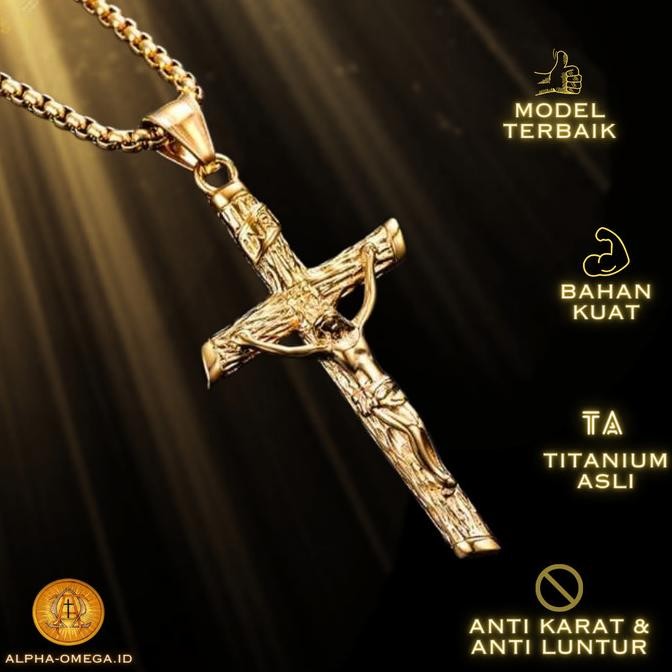 Kalung Salib Yesus Titanium | Kalung Katolik Keren Elegan Stylish