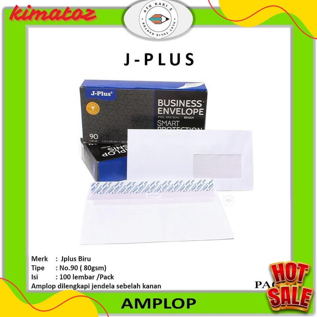 

J-Plus - Amplop Putih Jendela Kanan / Amplop Window No.90 Biru - Pack Terlengkap Dan Termurah