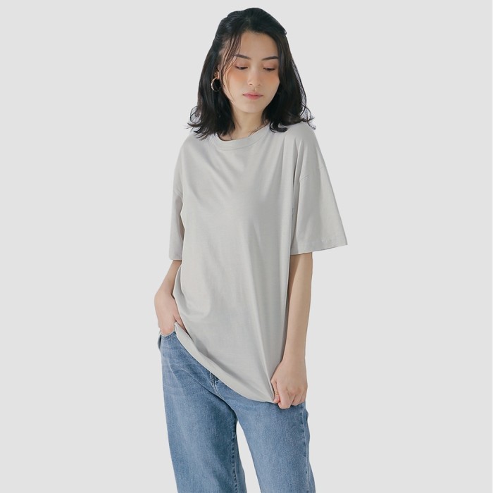 Mississippi Kaos Polos Wanita Oversize Lengan Pendek Lin000173M Grey