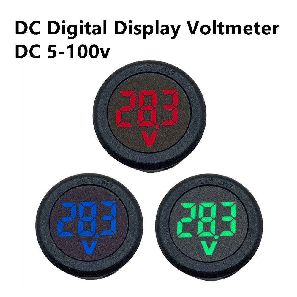 HOT SALE DC 5-100V LED Digital Display Round Two-wire Voltmeter DC Digital Car Voltage Current Meter
