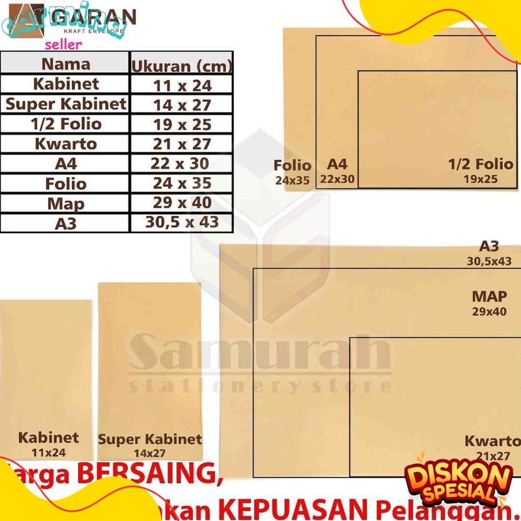 

Amplop Kertas Coklat Garan Ukuran Map 29 X 40 Cm / Amplop Dokumen Besar 1 Pak Isi 100 Lembar Tebal 70 Gsm / Gram 29X40 Diskon