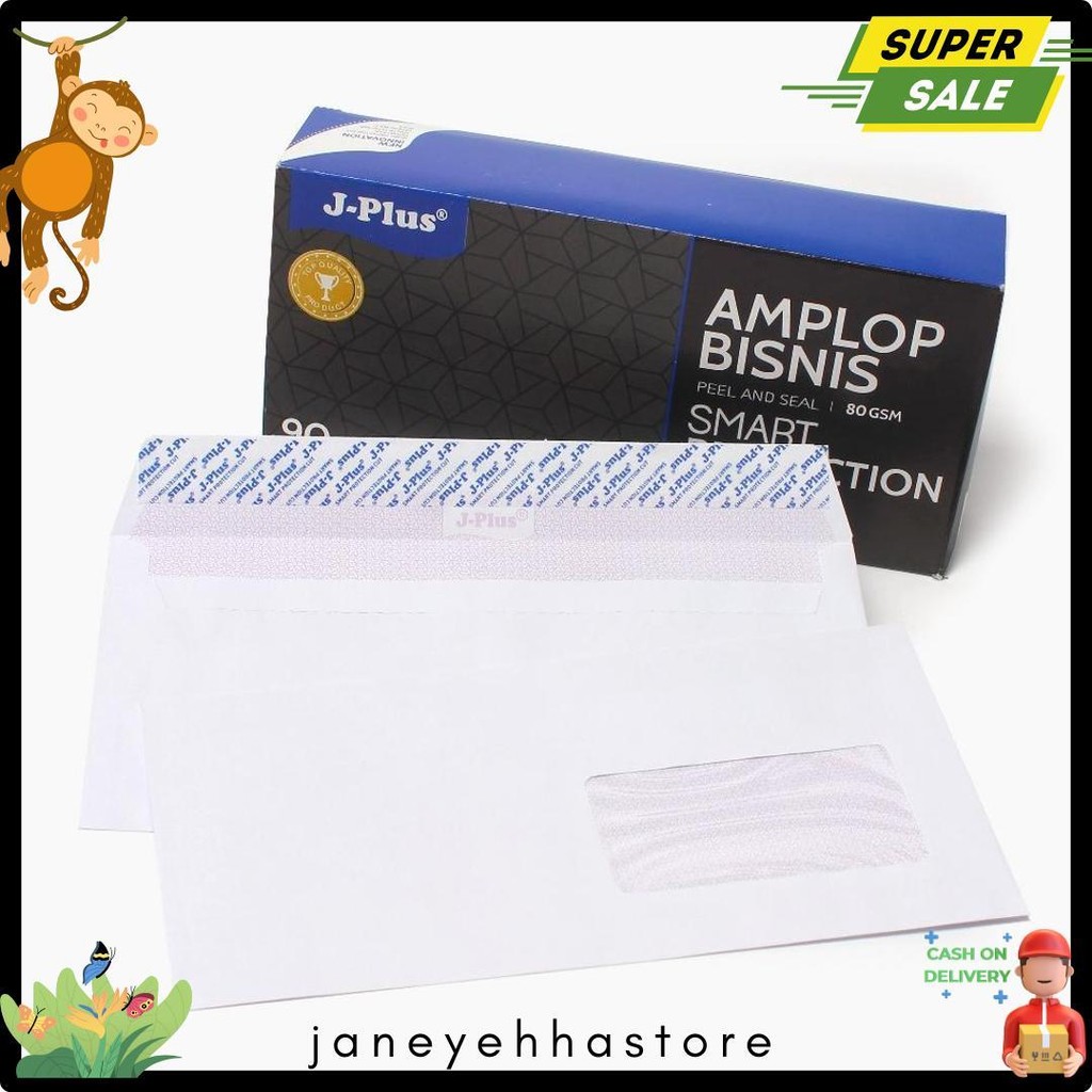 

J-Plus - Amplop Putih Jendela Kanan / Amplop Window No.90 Biru - Pack Terlaris! Produk Ini Banyak Dicari