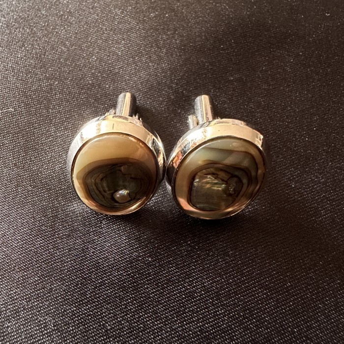 Silvertone Abalone Shell Cufflinks