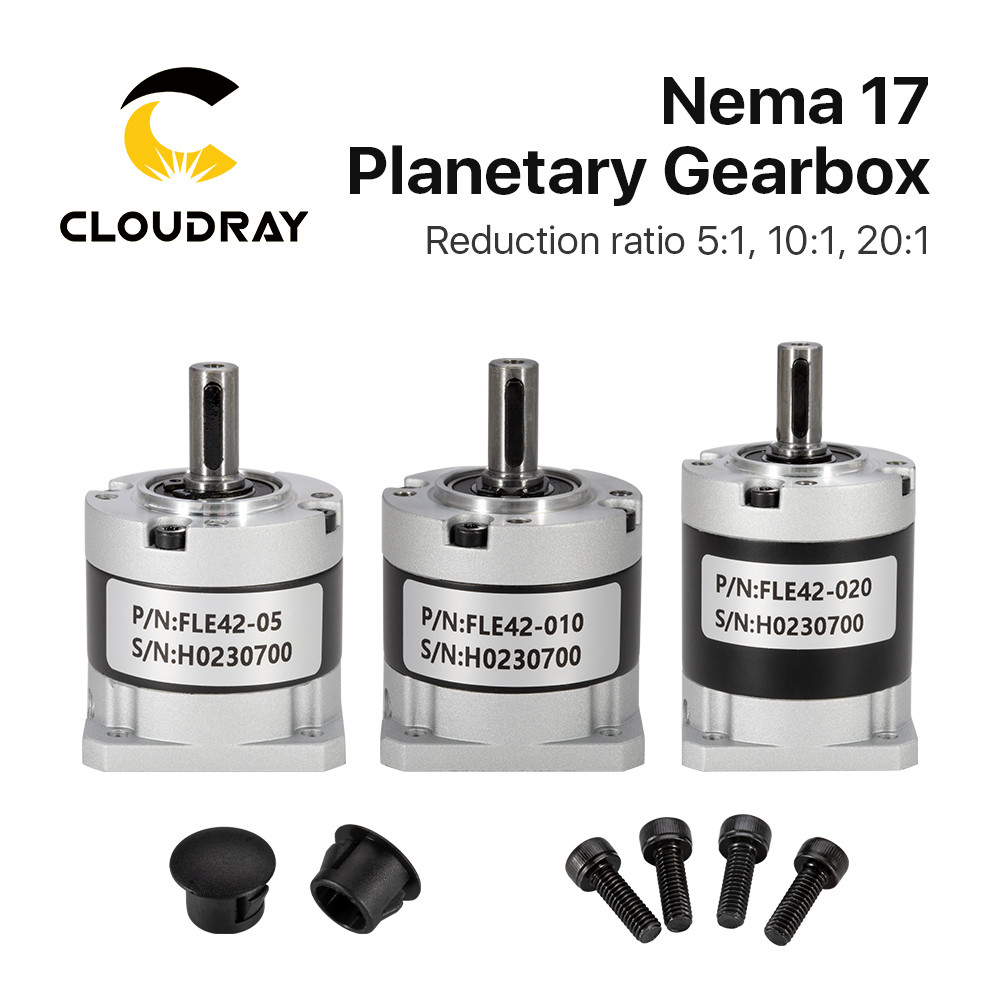 GPR Cloudray Nema17 Planetary Gearbox Motor Speed Reducer with Ratio 5:1, 10:1, 20:1, 5mm Input for 