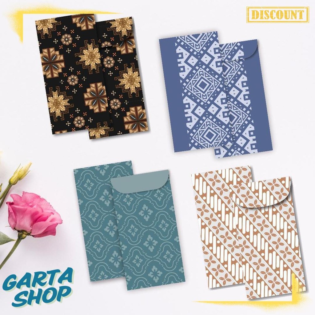 6 Pcs Angpao Wedding Amplop Kondangan Motif Batik Angpao Panjang Amplop Uang Diskon