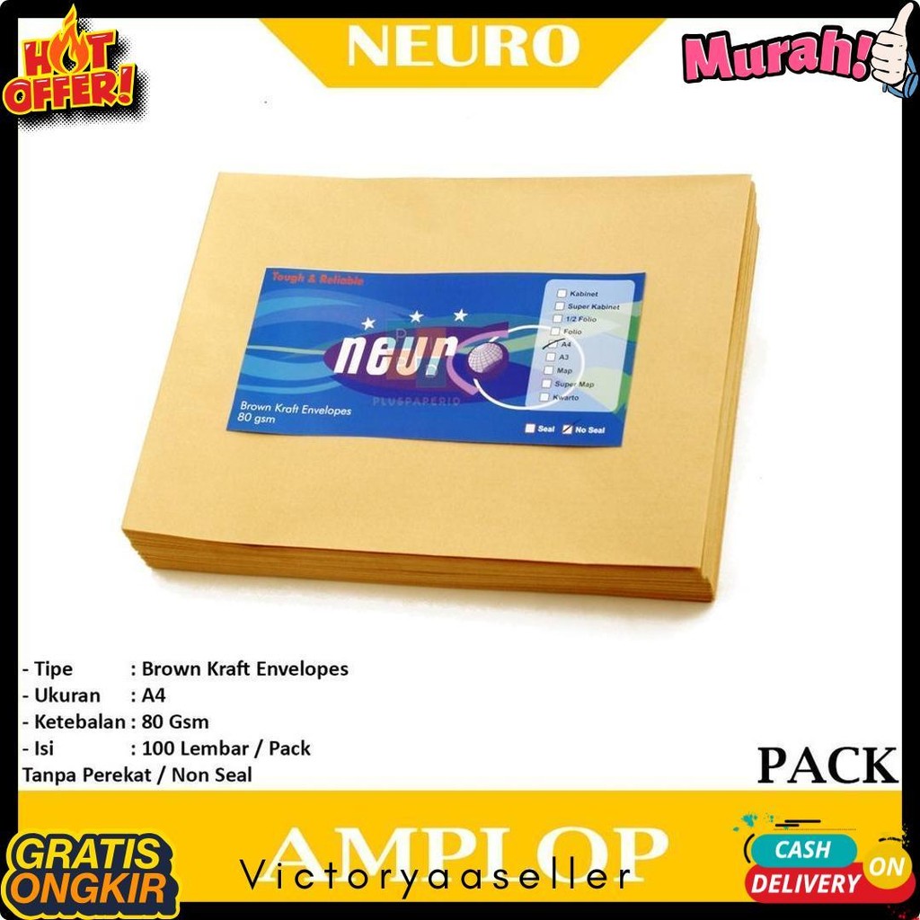 

Neuro - Amplop Coklat Ukuran A4 ( 30 X 22 Cm ) No Seal - 1 Pack Terlengkap Dan Termurah