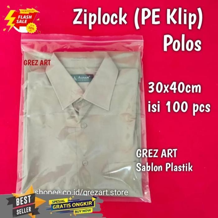 TRENDING PLASTIK KLIP ZIPLOCK 30X40 (ISI 100PCS), PLASTIK BAJU KAOS MURAH ORIGINAL
