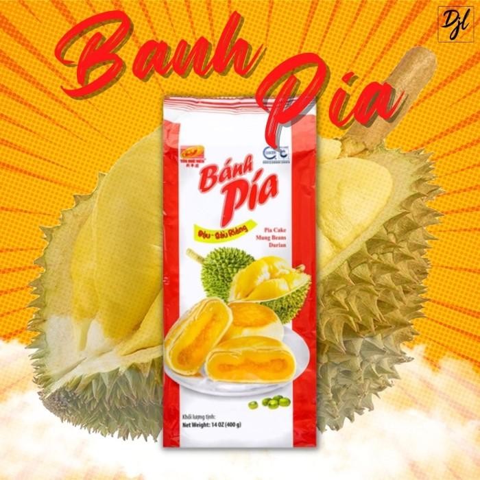 

BANH PIA CHAY PIE PIA CAKE MUNG BEANS PANDAN DURIAN LIU SHA VIETNAM TAN HUE VIEN 100% ORIGINAL -