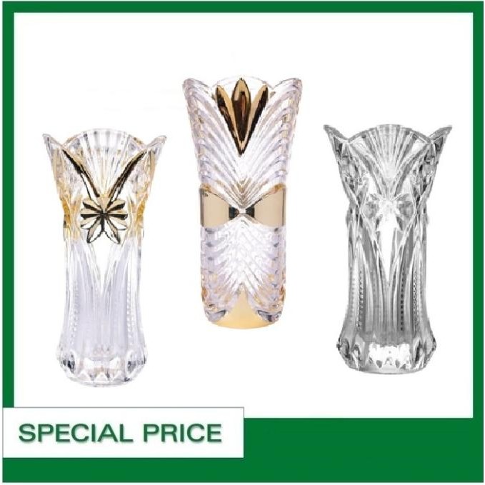 Sale Vase Pot Bunga Kaca Kristal Cantik 24 Cm Home
