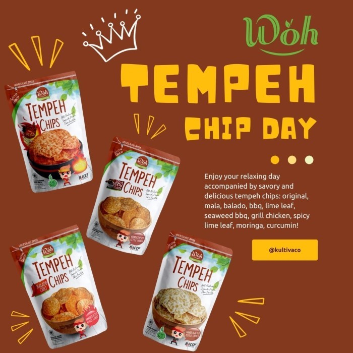 

BUNDLE 10PCS - WOH TEMPEH CHIPS 50GR SNACK KERIPIK TEMPE GLUTEN FREE
